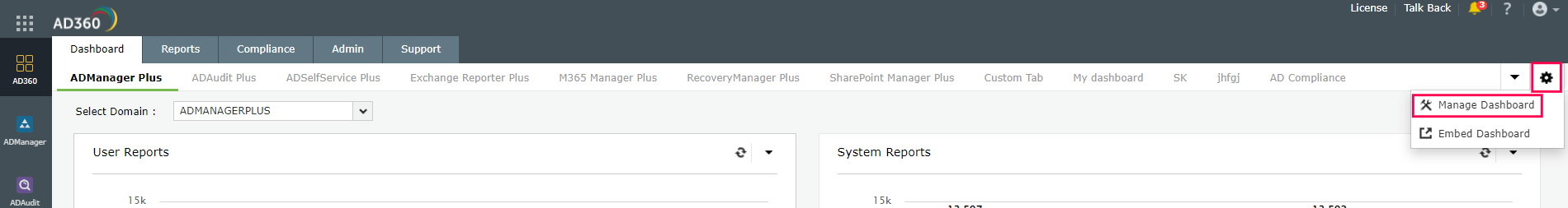 Manage Dashboard